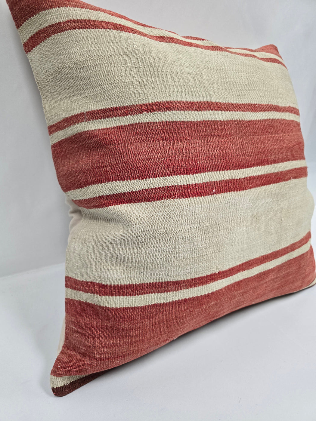 Turkish Hemp Pillow Natural Beige Red Pillow Cushion Cover 24" x 24" #9253
