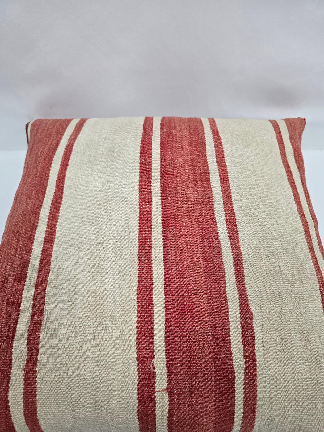 Turkish Hemp Pillow Natural Beige Red Pillow Cushion Cover 24" x 24" #9253