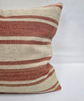 Turkish Hemp Pillow Natural Beige Red Pillow Cushion Cover 24" x 24" #9249