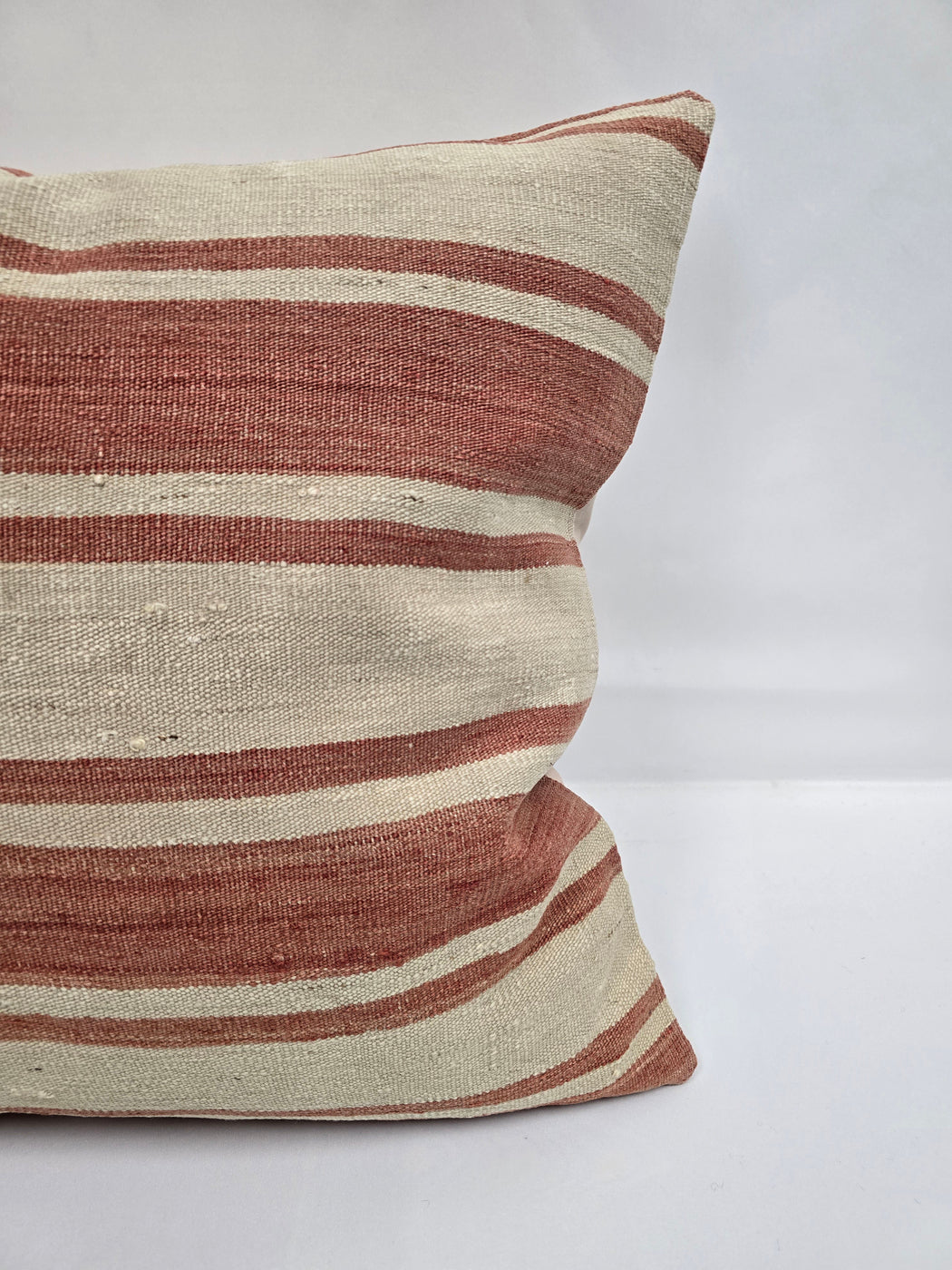 Turkish Hemp Pillow Natural Beige Red Pillow Cushion Cover 24" x 24" #9249