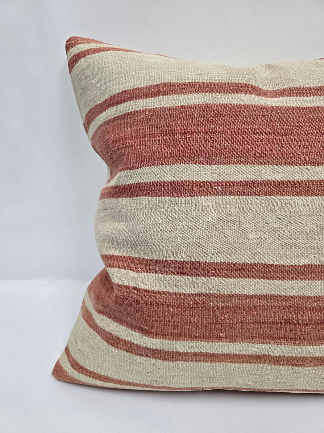 Turkish Hemp Pillow Natural Beige Red Pillow Cushion Cover 24" x 24" #9249