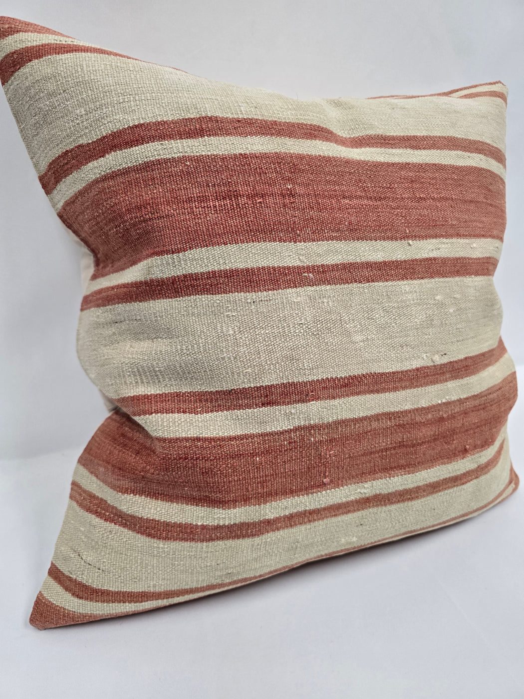 Turkish Hemp Pillow Natural Beige Red Pillow Cushion Cover 24" x 24" #9249