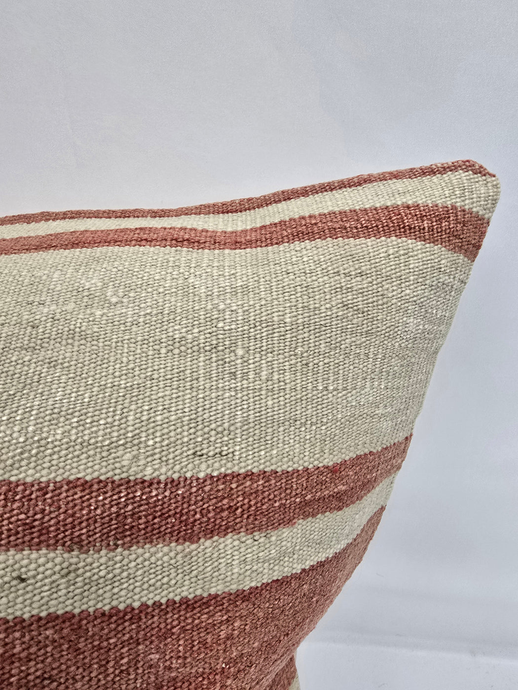 Turkish Hemp Pillow Natural Beige Red Pillow Cushion Cover 24" x 24" #9249