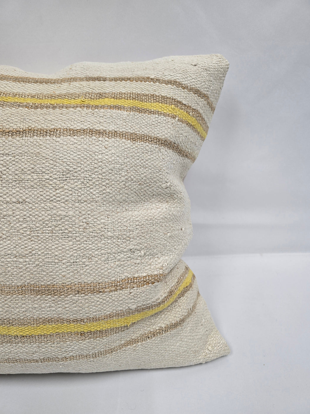 Turkish Hemp Pillow Natural Beige Yellow Brown Pillow Cushion Cover 24" x 24" #9248
