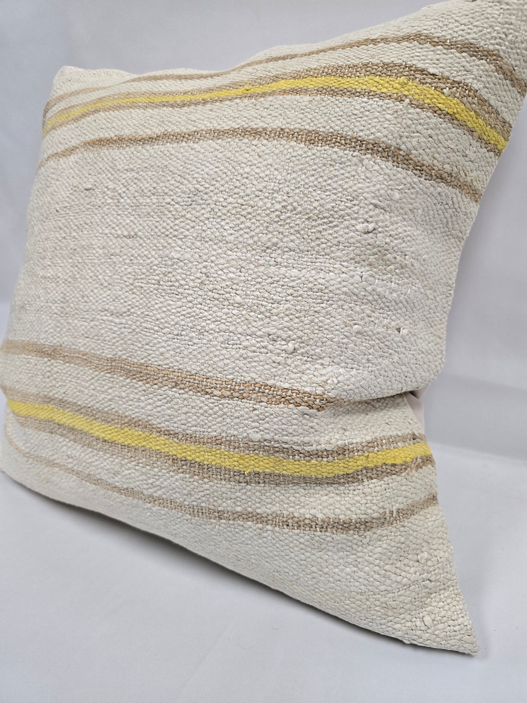 Turkish Hemp Pillow Natural Beige Yellow Brown Pillow Cushion Cover 24" x 24" #9248