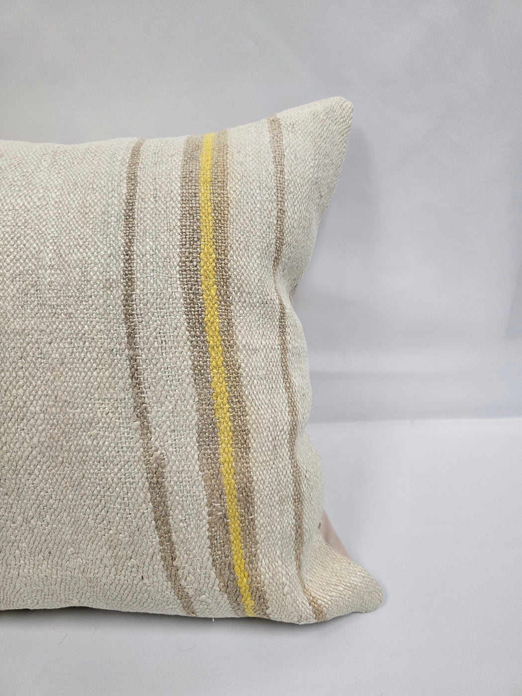 Turkish Hemp Pillow Natural Beige Yellow Brown Pillow Cushion Cover 24" x 24" #9247