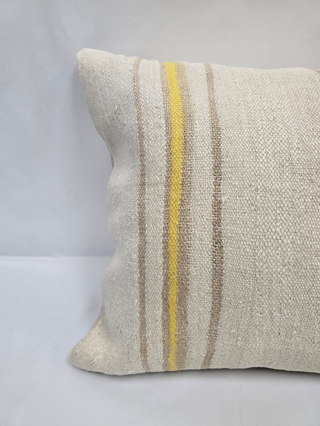 Turkish Hemp Pillow Natural Beige Yellow Brown Pillow Cushion Cover 24" x 24" #9247