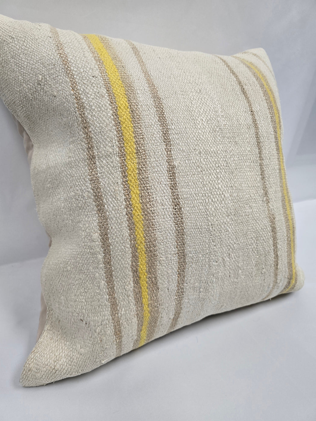 Turkish Hemp Pillow Natural Beige Yellow Brown Pillow Cushion Cover 24" x 24" #9247