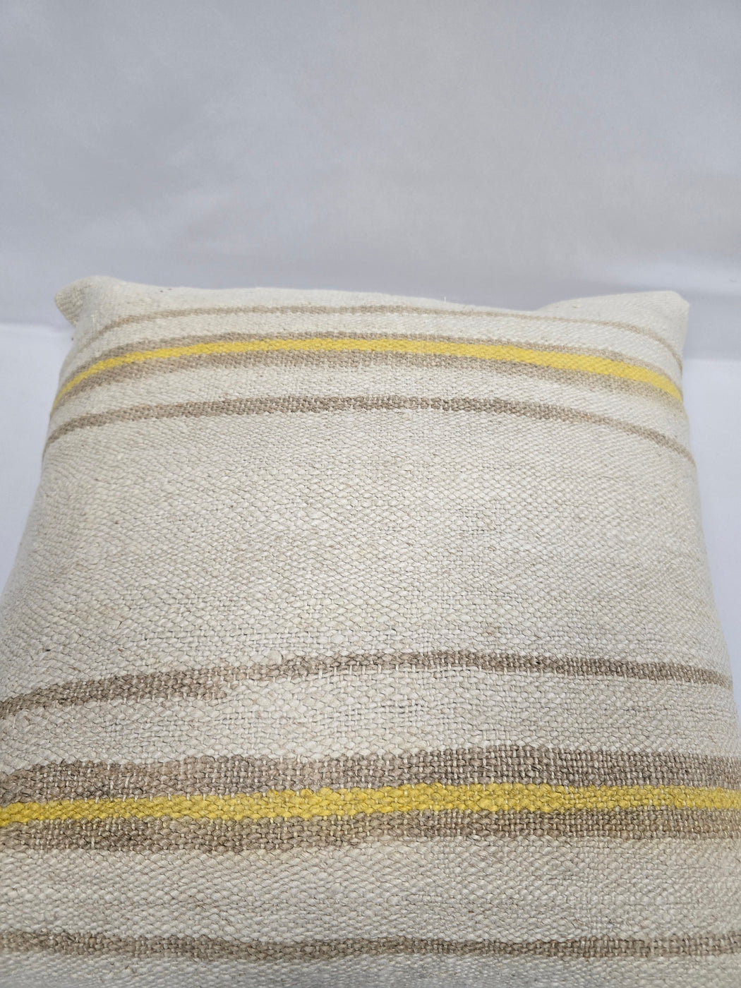 Turkish Hemp Pillow Natural Beige Yellow Brown Pillow Cushion Cover 24" x 24" #9247