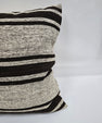 Turkish Hemp Pillow Natural Beige Black Pillow Cushion Cover 24" x 24" #9245