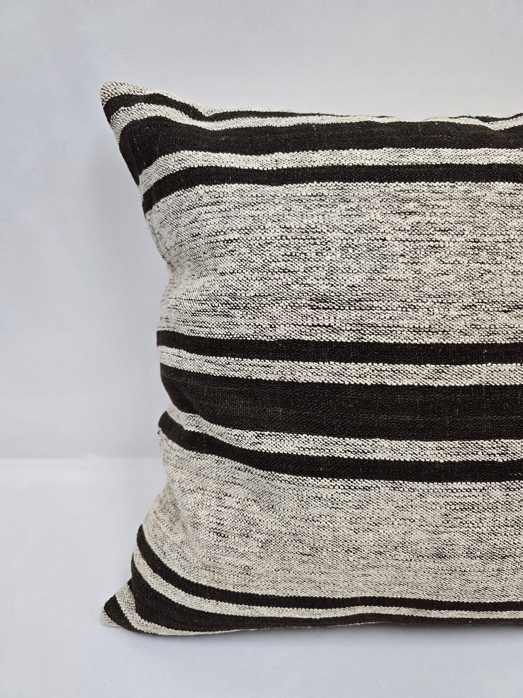 Turkish Hemp Pillow Natural Beige Black Pillow Cushion Cover 24" x 24" #9245