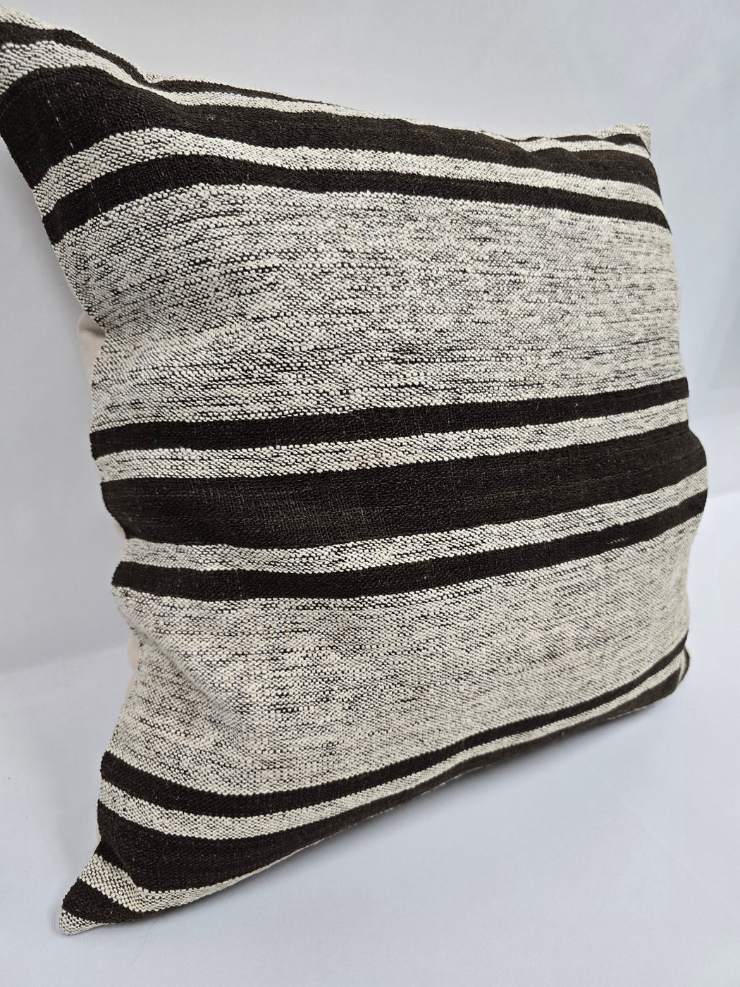 Turkish Hemp Pillow Natural Beige Black Pillow Cushion Cover 24" x 24" #9245