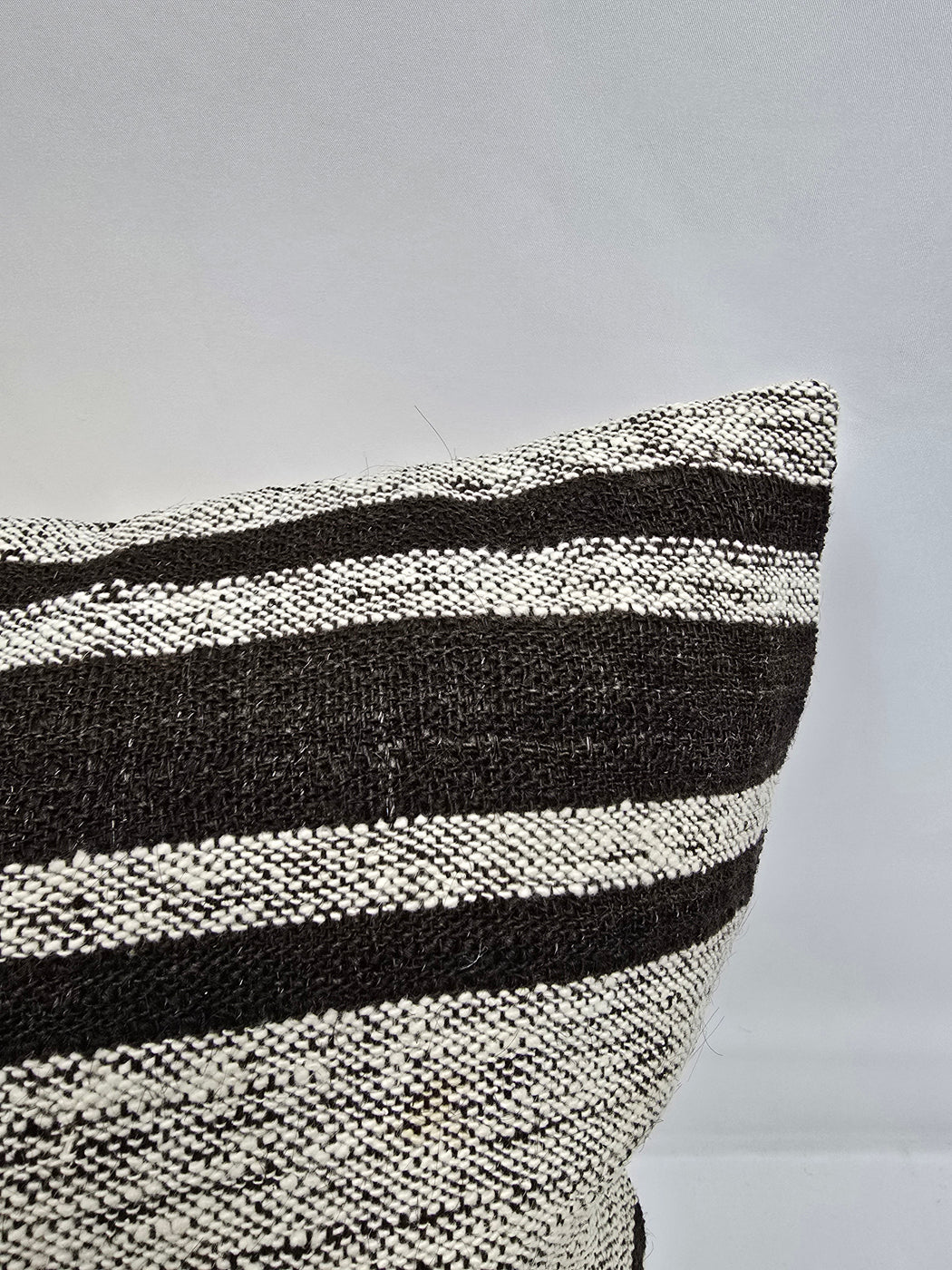 Turkish Hemp Pillow Natural Beige Black Pillow Cushion Cover 24" x 24" #9245