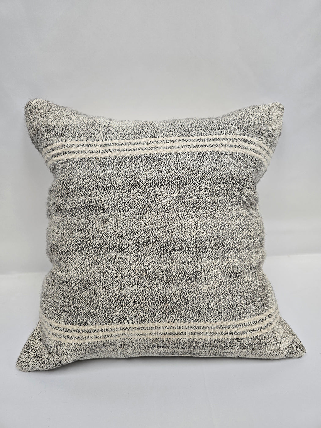 Turkish Hemp Pillow Natural Cream Black Pillow Cushion Cover 24" x 24" #9246