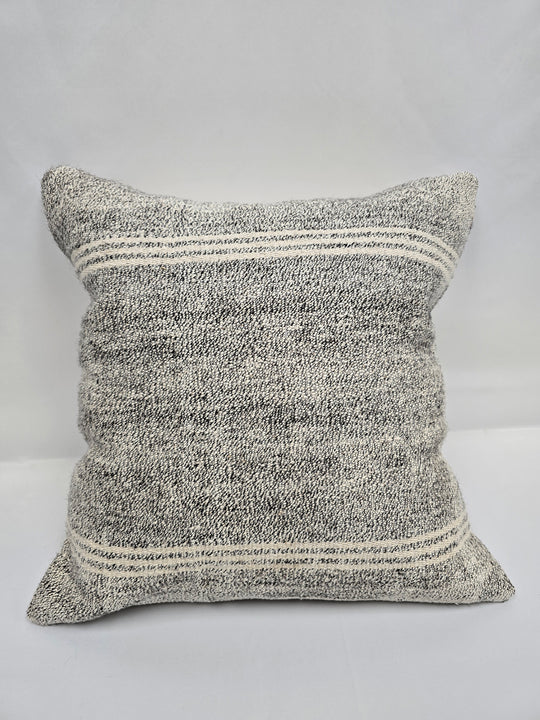 Turkish Hemp Pillow Natural Cream Black Pillow Cushion Cover 24" x 24" #9246
