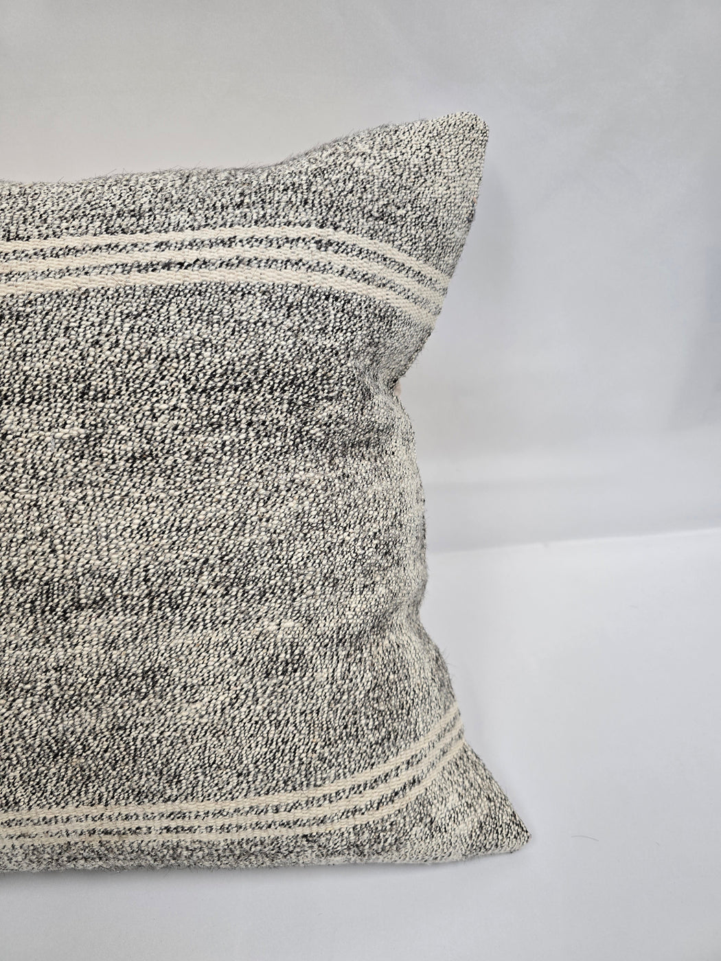 Turkish Hemp Pillow Natural Cream Black Pillow Cushion Cover 24" x 24" #9246