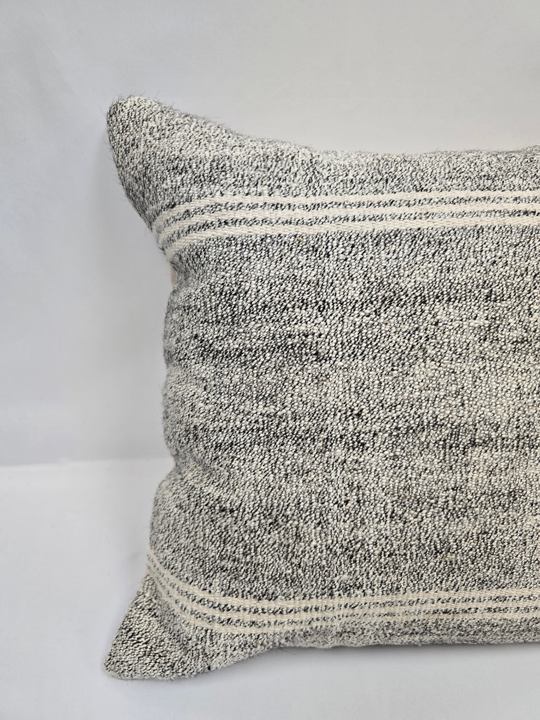 Turkish Hemp Pillow Natural Cream Black Pillow Cushion Cover 24" x 24" #9246