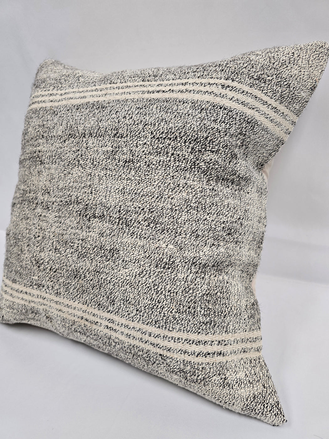 Turkish Hemp Pillow Natural Cream Black Pillow Cushion Cover 24" x 24" #9246