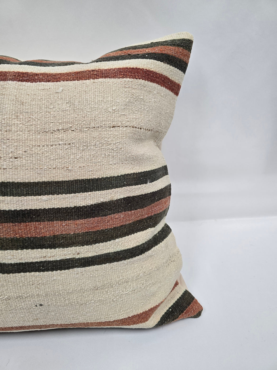 Turkish Hemp Pillow Natural Black Rust Cream Pillow Cushion Cover 24" x 24" #9241