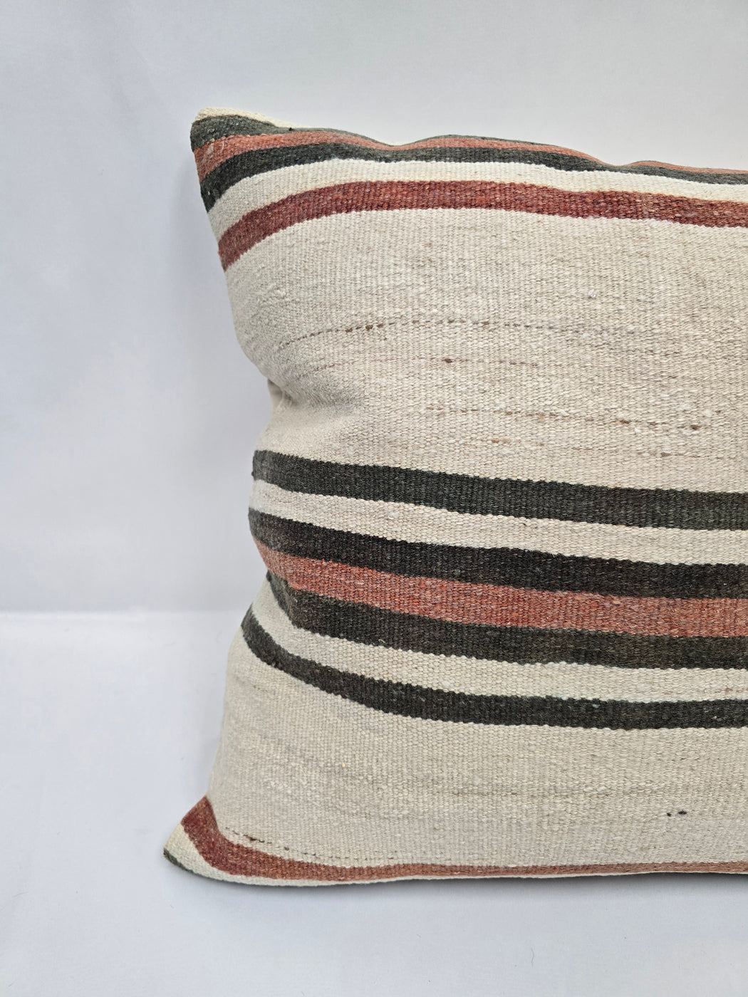 Turkish Hemp Pillow Natural Black Rust Cream Pillow Cushion Cover 24" x 24" #9241