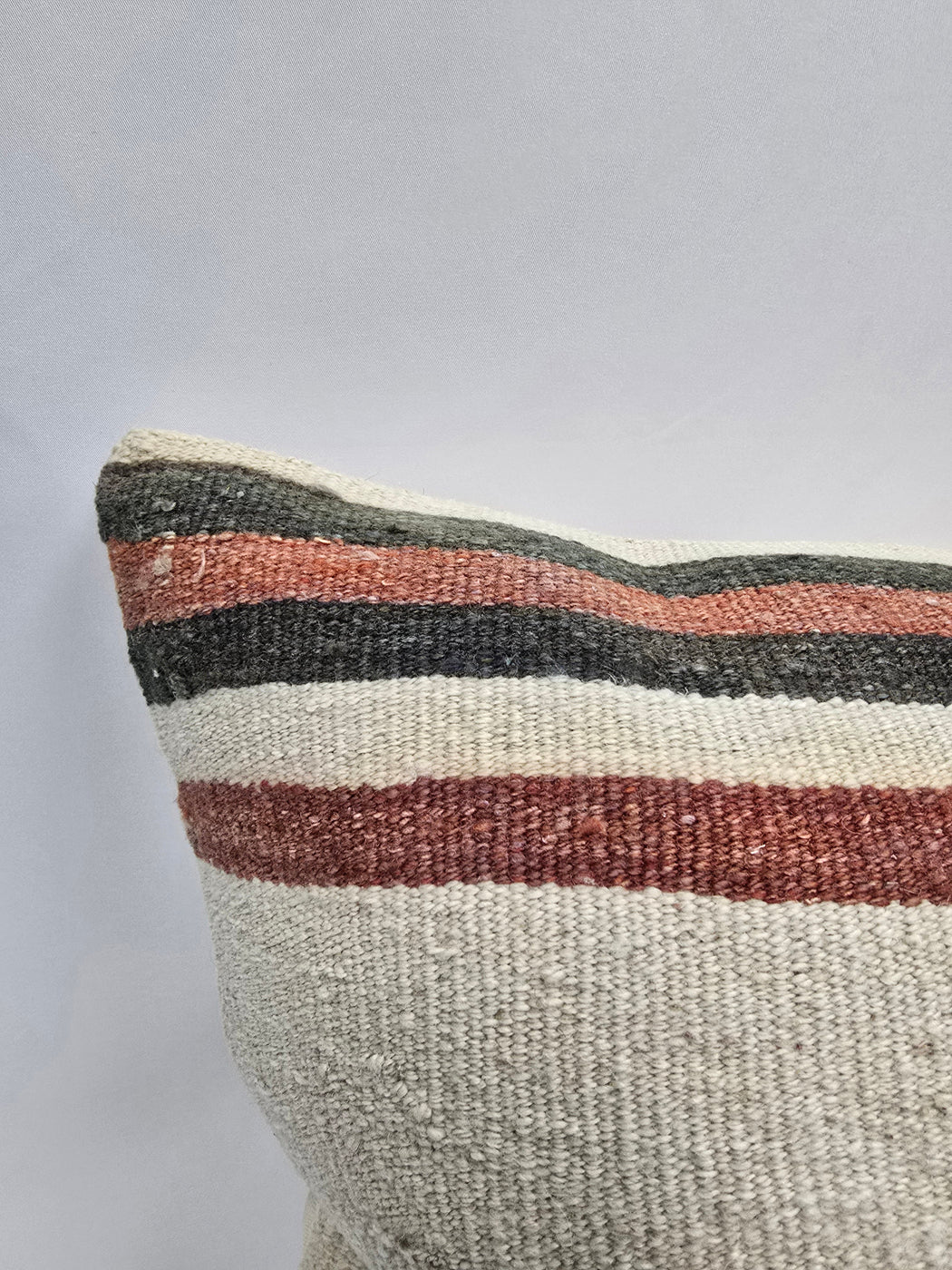 Turkish Hemp Pillow Natural Black Rust Cream Pillow Cushion Cover 24" x 24" #9241
