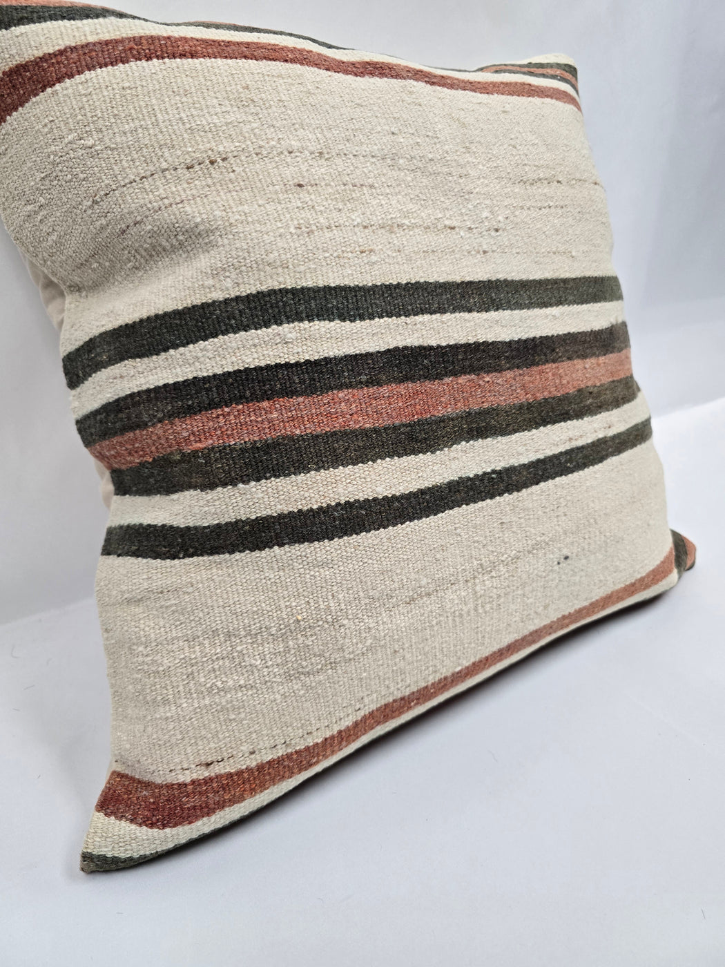 Turkish Hemp Pillow Natural Black Rust Cream Pillow Cushion Cover 24" x 24" #9241