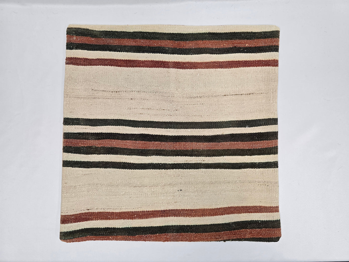 Turkish Hemp Pillow Natural Black Rust Cream Pillow Cushion Cover 24" x 24" #9241