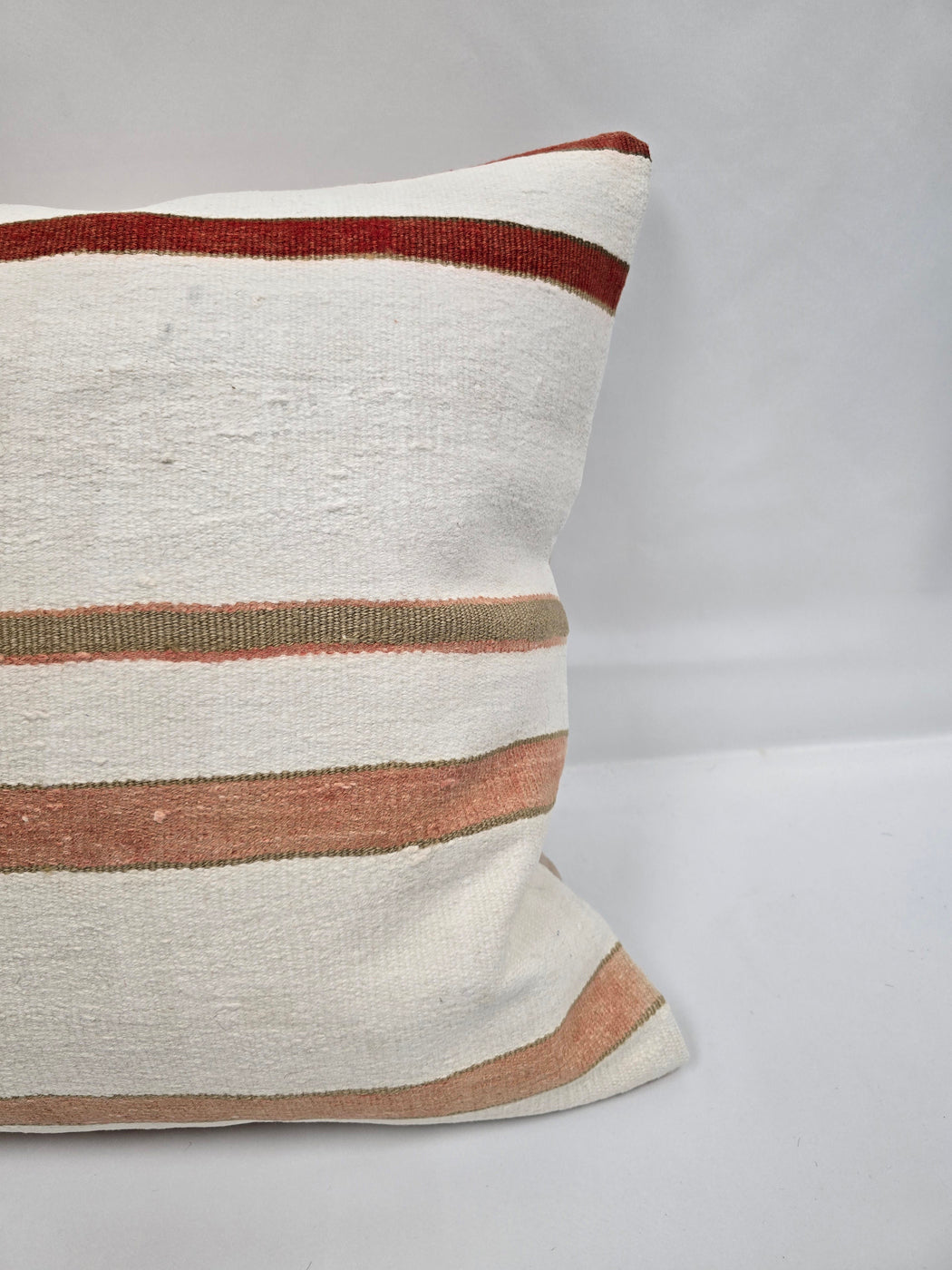 Turkish Hemp Pillow Natural Rust Beige Sage Pillow Cushion Cover 24" x 24" #9239