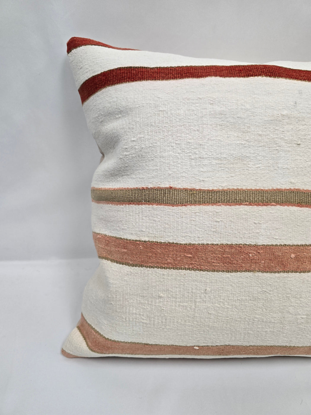 Turkish Hemp Pillow Natural Rust Beige Sage Pillow Cushion Cover 24" x 24" #9239