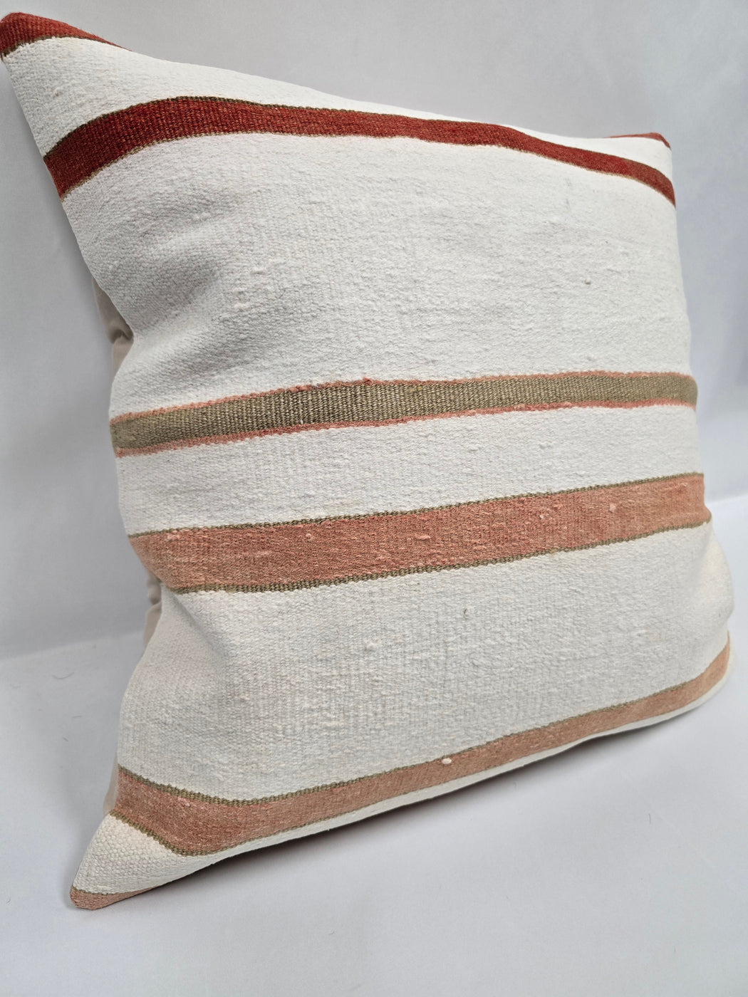 Turkish Hemp Pillow Natural Rust Beige Sage Pillow Cushion Cover 24" x 24" #9239