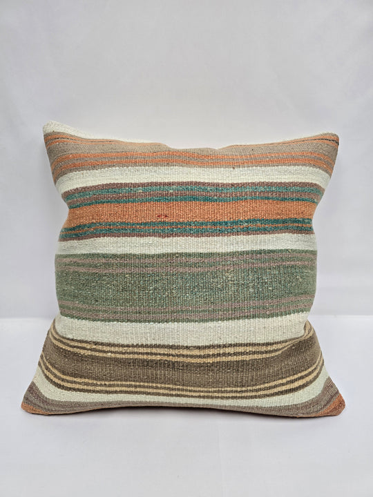 Turkish Hemp Pillow Natural Orange Green Brown Beige Pillow Cushion Cover 24" x 24" #9225