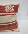 Turkish Hemp Pillow Natural Red Beige Pillow Cushion Cover 24" x 24" #9222