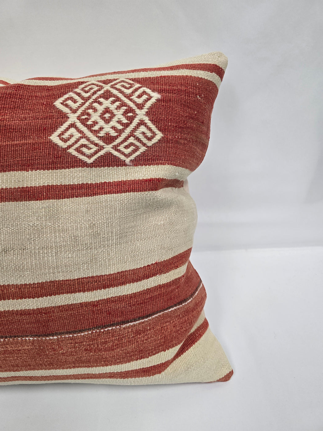 Turkish Hemp Pillow Natural Red Beige Pillow Cushion Cover 24" x 24" #9222