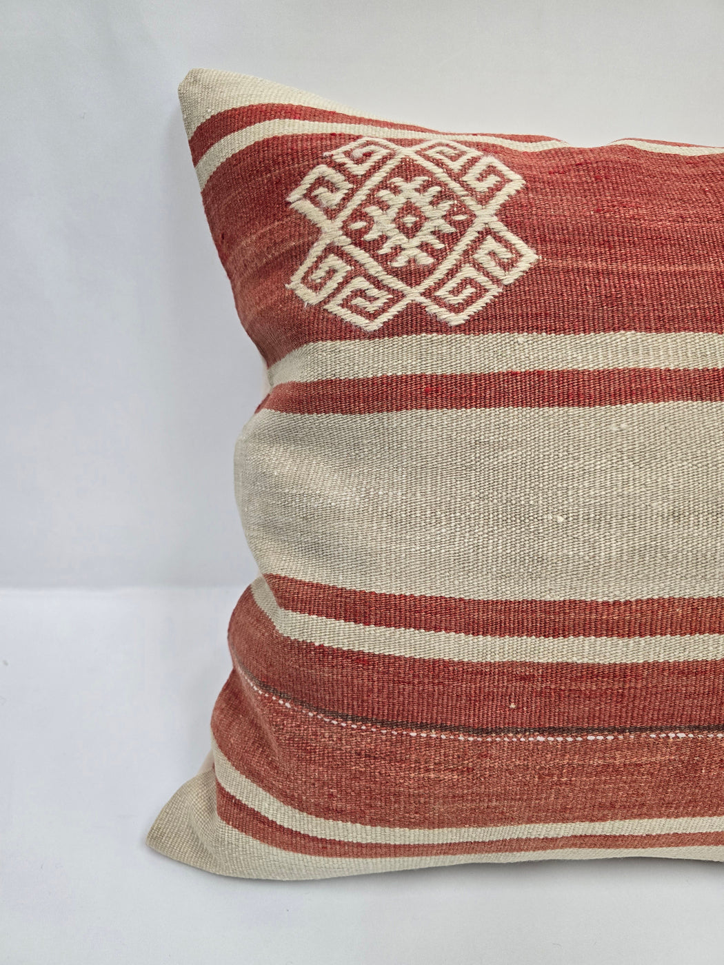 Turkish Hemp Pillow Natural Red Beige Pillow Cushion Cover 24" x 24" #9222