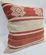 Turkish Hemp Pillow Natural Red Beige Pillow Cushion Cover 24" x 24" #9222