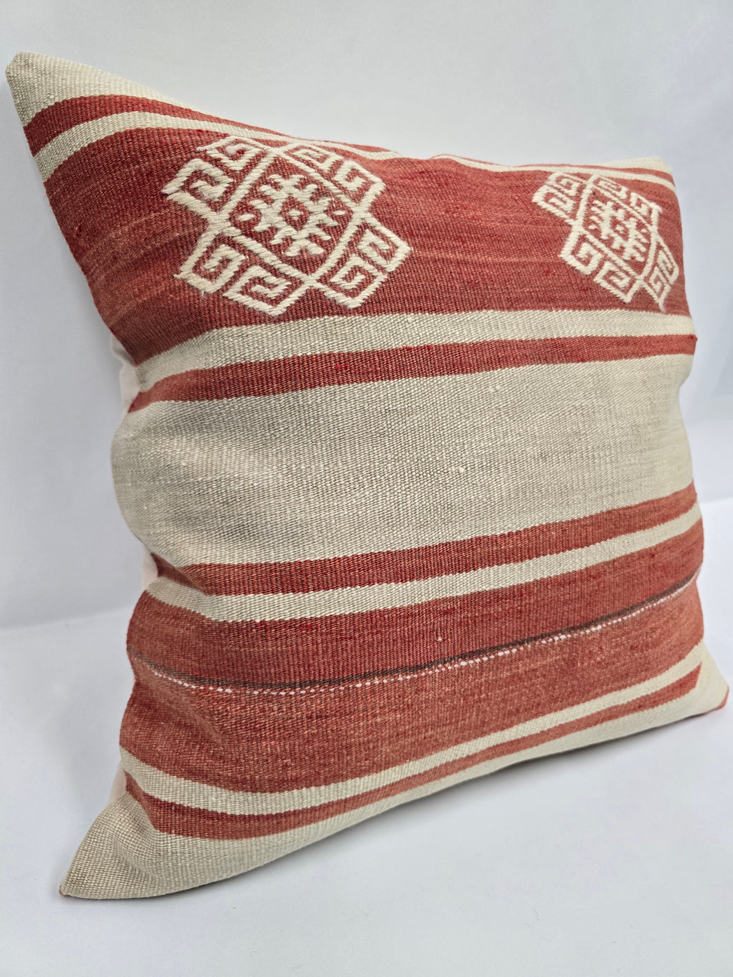 Turkish Hemp Pillow Natural Red Beige Pillow Cushion Cover 24" x 24" #9222