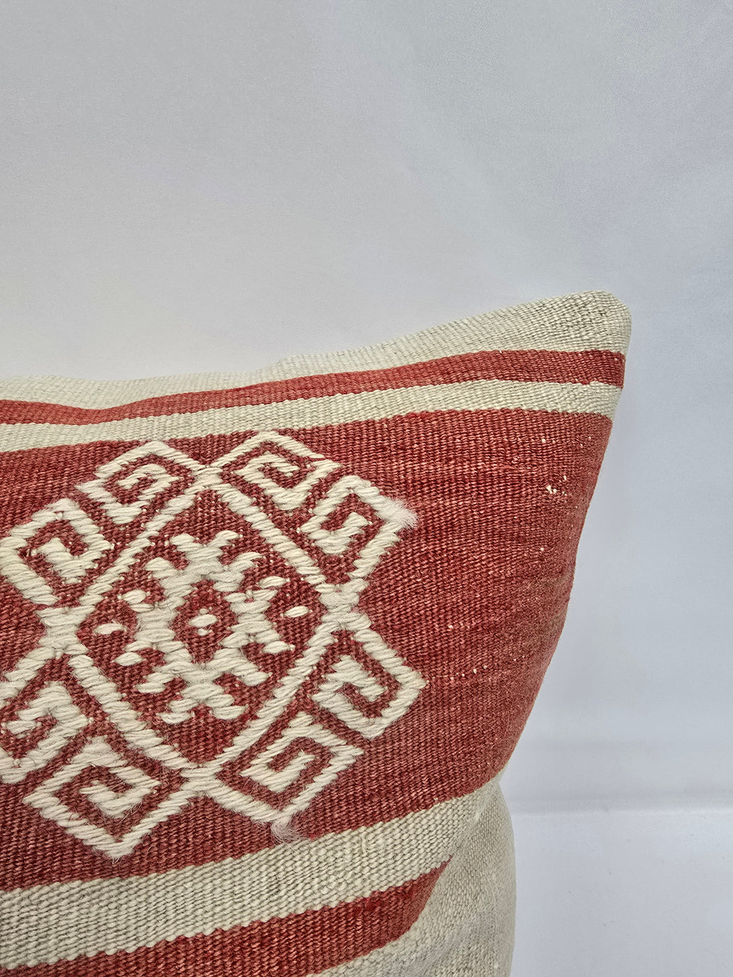Turkish Hemp Pillow Natural Red Beige Pillow Cushion Cover 24" x 24" #9222