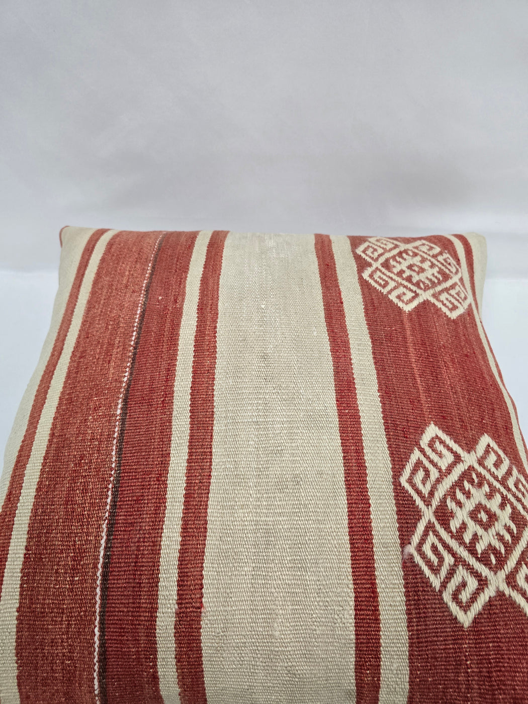 Turkish Hemp Pillow Natural Red Beige Pillow Cushion Cover 24" x 24" #9222