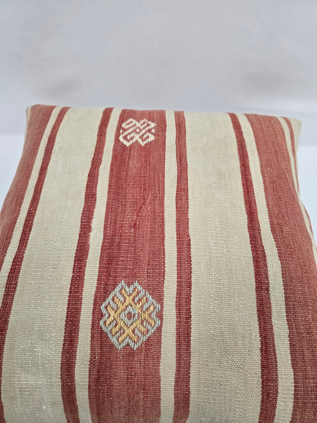 Turkish Hemp Pillow Natural Red Beige Yellow Pillow Cushion Cover 24" x 24" #9218