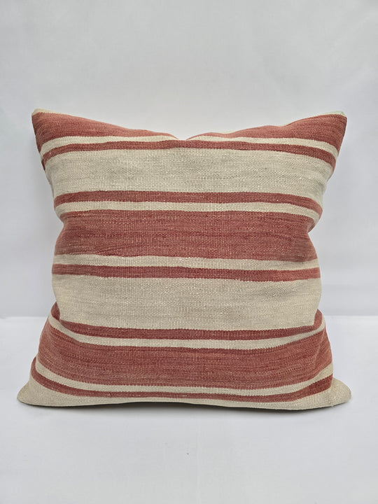 Turkish Hemp Pillow Natural Red Beige Pillow Cushion Cover 24" x 24" #9216