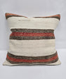 Turkish Hemp Pillow Natural Brown Red Beige Pillow Cushion Cover 24" x 24" #9214