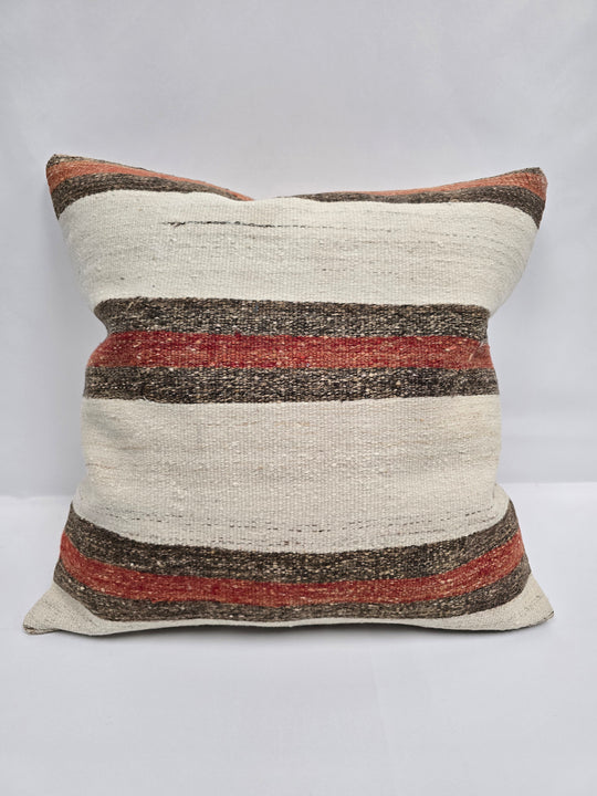 Turkish Hemp Pillow Natural Brown Red Beige Pillow Cushion Cover 24" x 24" #9214