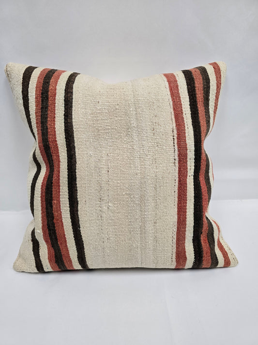Turkish Hemp Pillow Natural Brown Red Beige Pillow Cushion Cover 24" x 24" #9213