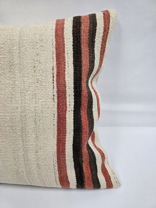 Turkish Hemp Pillow Natural Brown Red Beige Pillow Cushion Cover 24" x 24" #9213