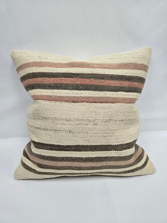 Turkish Hemp Pillow Natural Beige Brown Pink Pillow Cushion Cover 24" x 24" #9212