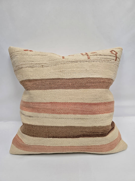 Turkish Hemp Pillow Natural Beige Brown Pink Pillow Cushion Cover 24" x 24" #9211