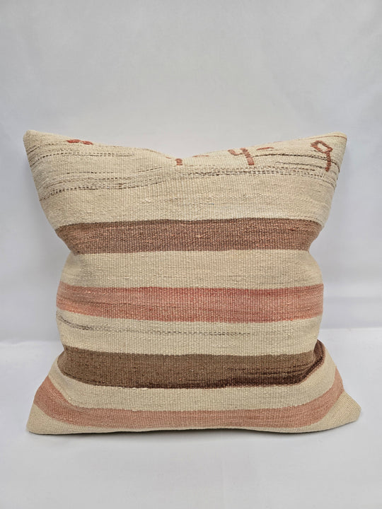 Turkish Hemp Pillow Natural Beige Brown Pink Pillow Cushion Cover 24" x 24" #9211