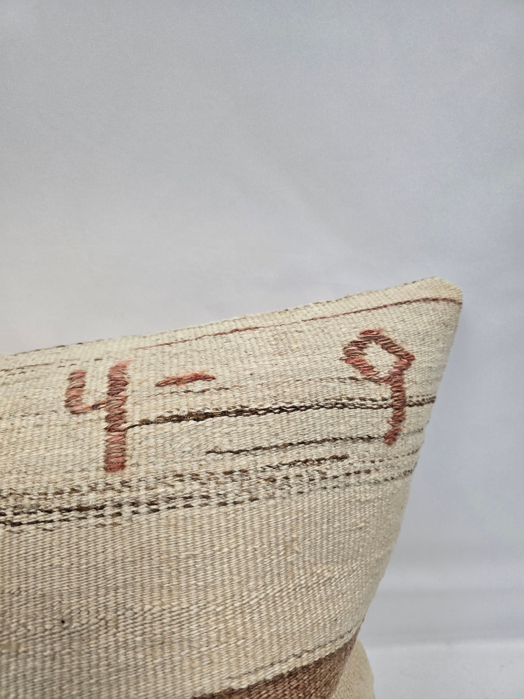 Turkish Hemp Pillow Natural Beige Brown Pink Pillow Cushion Cover 24" x 24" #9211