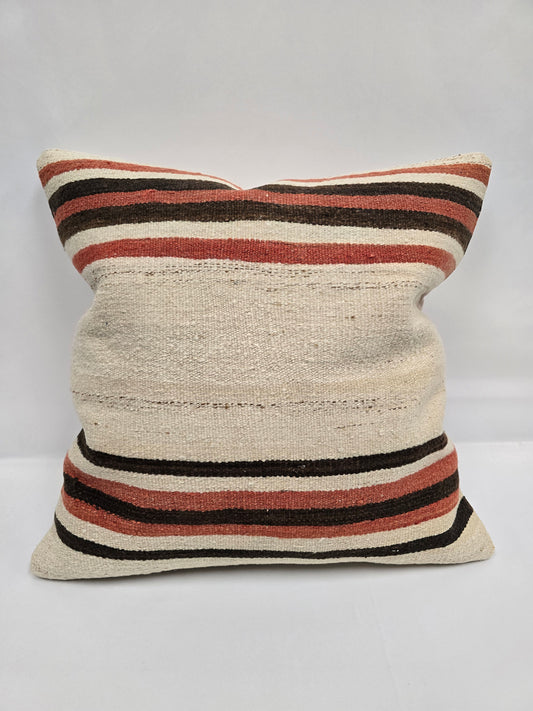 Turkish Hemp Pillow Natural Brown Red Beige Pillow Cushion Cover 24" x 24" #9210