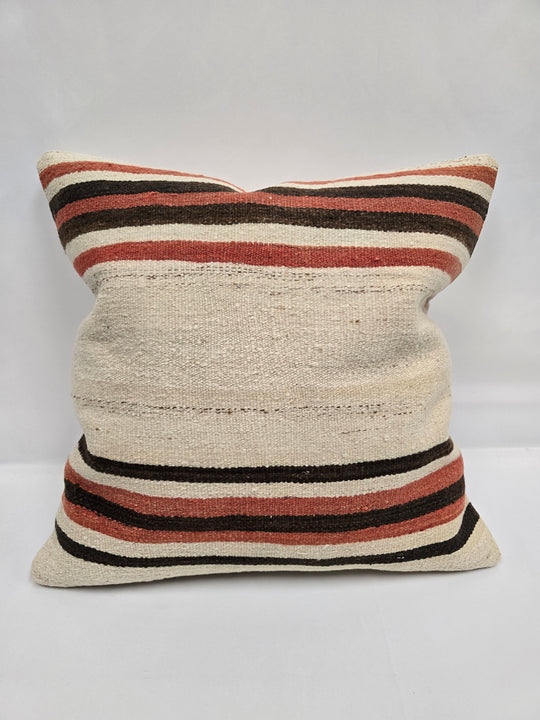 Turkish Hemp Pillow Natural Brown Red Beige Pillow Cushion Cover 24" x 24" #9210